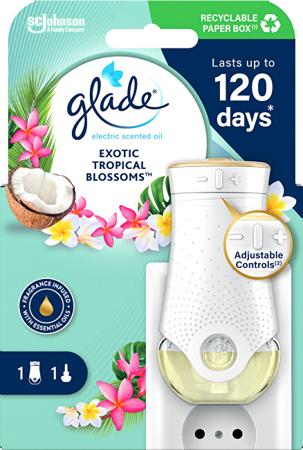 Glade Electric air freshener + refill Exotic Tropical Blossoms 20 ml 20ml elektrinis kvapų difuzorius