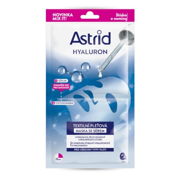 Astrid Textile face mask with serum for all skin types Hyaluron 1 pc. Drėkinamasis veido kremas Moterims