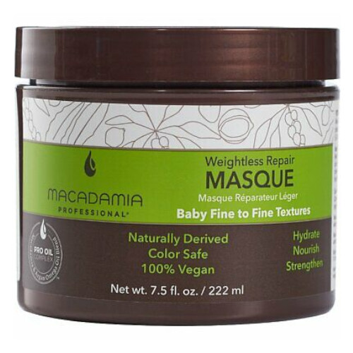 Macadamia Renewing mask for all hair types Weightless Repair (Masque) 222ml atstatomoji plaukų priežiūros priemonė