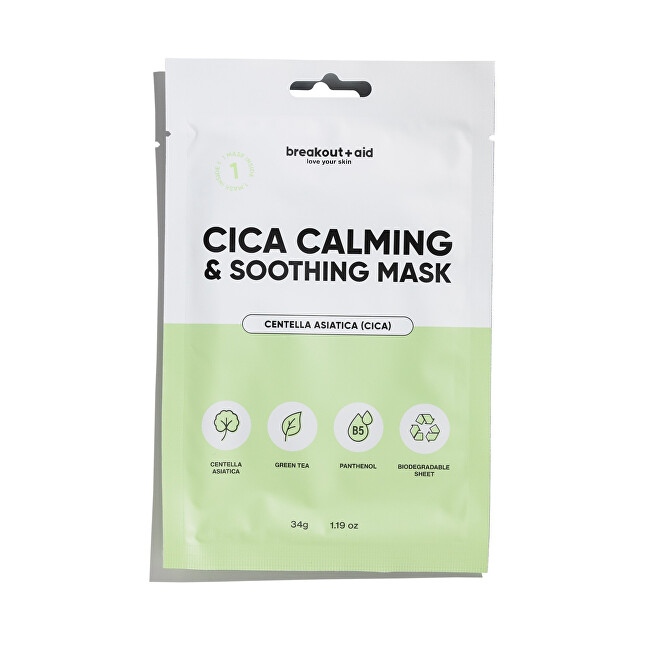Breakout+aid Cica Calming & Soothing Mask Veido priemonė raudonuojančiai ir jautriai odai Moterims