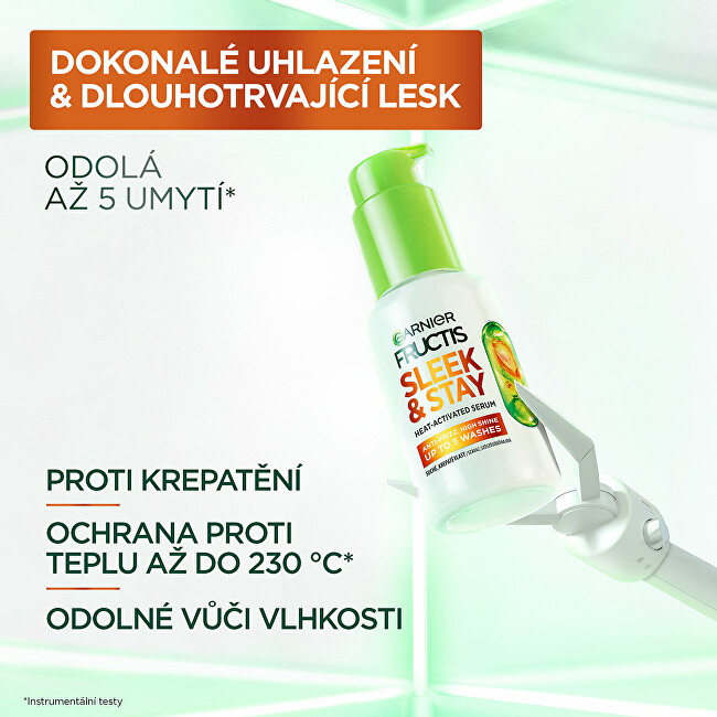 Garnier Serum for dry and frizzy hair Fructis Keratin Sleek (Heat-Activated Serum) 50 ml 50ml nenuplaunama plaukų priežiūros priemonė