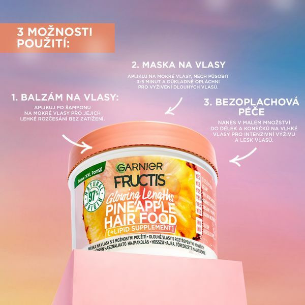 Garnier Mask for long hair Pineapple ( Hair Food) 400 ml 400ml atstatomoji plaukų priežiūros priemonė