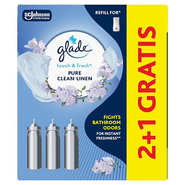 Glade Touch & Fresh Pure Clean Linen 2+1 air freshener refill set namų kvapas