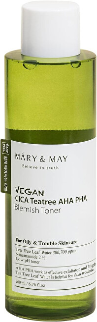 MARY & MAY Vegan CICA Tea Tree AHA PHA Blemish Toner 200ml 200ml Moterims