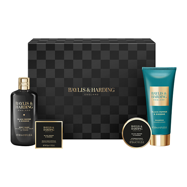 Baylis & Harding Men Shower Gift Box ( Black Pepper & Ginseng ) - D&aacute;rkov&aacute; sada p&eacute;če o tělo ( 4 ks ) Vonios ir du&scaron;o priemonė Vyrams