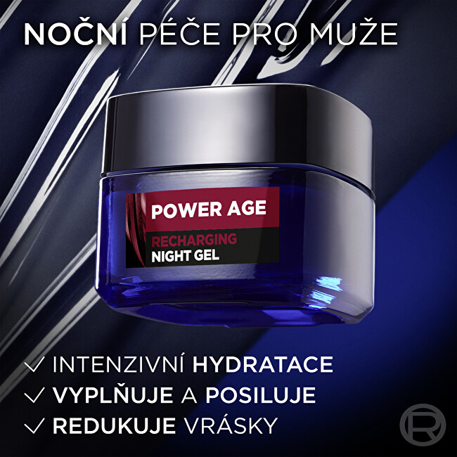 L&acute;Or&eacute;al Paris Night skin gel Men Expert Power Age (Recharging Night Gel) 50 ml 50ml vietinės priežiūros priemonė