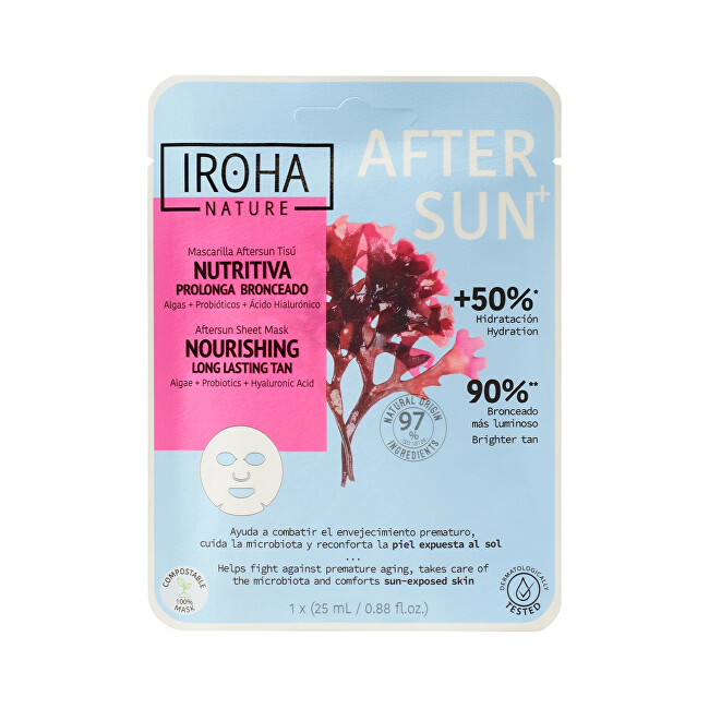 Iroha Nourishing Aftersun Face Sheet Mask Drėkinamasis veido kremas Moterims