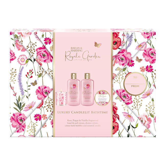Baylis & Harding Body Care Gift Set with Candle - Royale Garden, 4pcs Vonios ir du&scaron;o priemonė Moterims