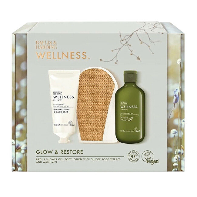 Baylis & Harding Body Care Set with Glove - Ginger, Lime & Basil, 3pcs Vonios ir du&scaron;o priemonė Moterims