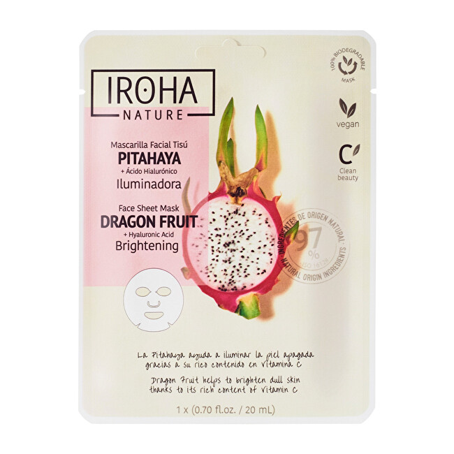 Iroha Brightening Dragon Fruit Face Sheet Mask Drėkinamasis veido kremas Moterims