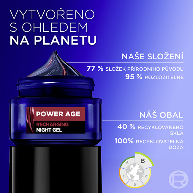 L&acute;Or&eacute;al Paris Night skin gel Men Expert Power Age (Recharging Night Gel) 50 ml 50ml vietinės priežiūros priemonė