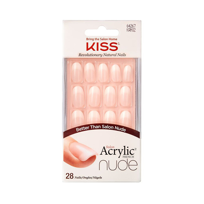 Kiss Acrylic nails - French manicure for a natural look Salon Acrylic French Nude 64267 28 pcs Moterims