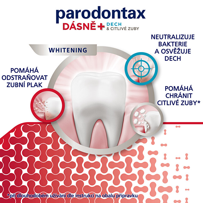Parodontax Gum and Sensitive Whitening Toothpaste 75 ml 75ml burnos priežiūros priemonė periodontito profilaktikai ir gydymui