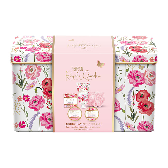 Baylis & Harding Body Care Gift Set in Tin - Royale Garden, 5pcs Vonios ir du&scaron;o priemonė Moterims