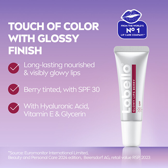 Labello Lip Balm SPF 30 Glowy Lips Berry 10 ml 10ml lūpų balzamas