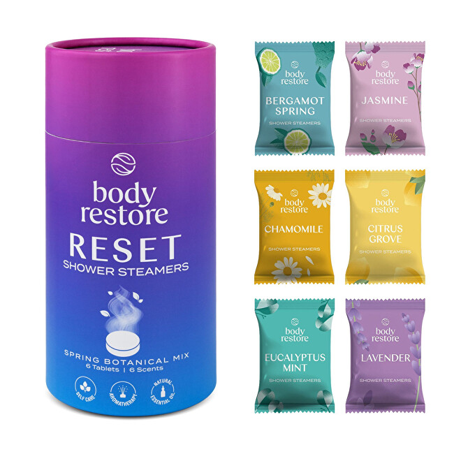 Body Restore Reset mix Shower Steamers ( 6 ks ) - Sada aromatick&yacute;ch tablet do sprchy Vonios ir du&scaron;o priemonė Moterims