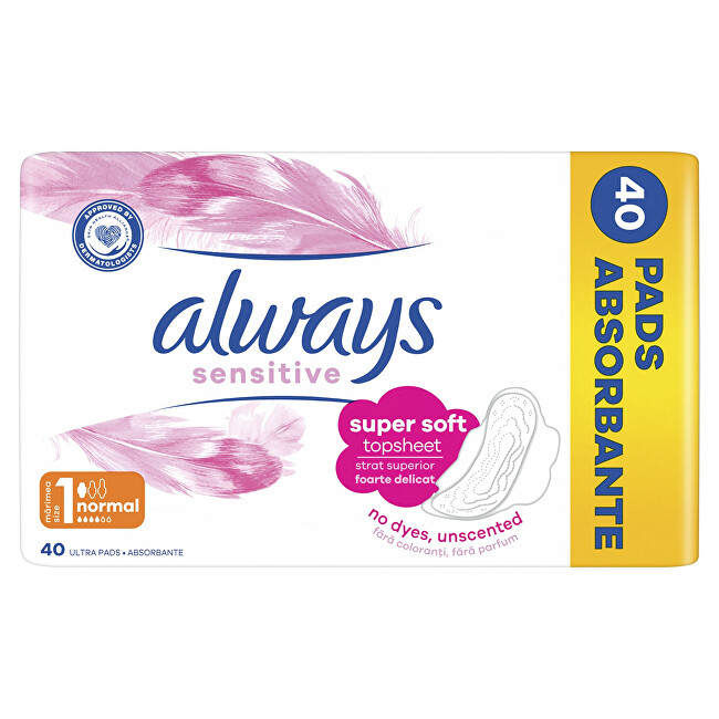 Always Ultra Sensitive Normal Quatro sanitary napkins 40 pcs Moterims