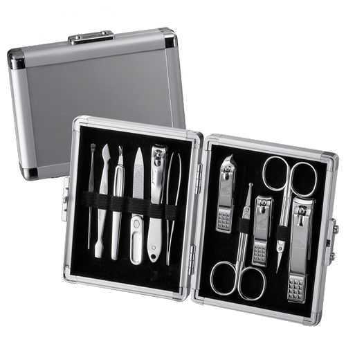 Three Seven Manicure set Silver case - 11 tools Unisex