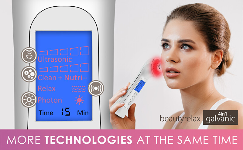BeautyRelax Galvanic skin iron 4 in 1 with photon therapy BR-1150W vietinės priežiūros priemonė
