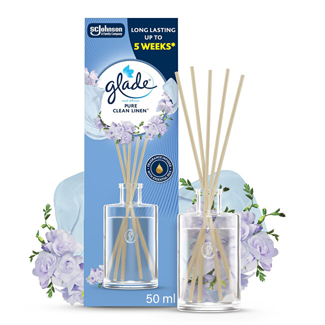 Glade Reeds Pure Clean Linen stick diffuser 50 ml 50ml Kvapas namams su lazdelėmis