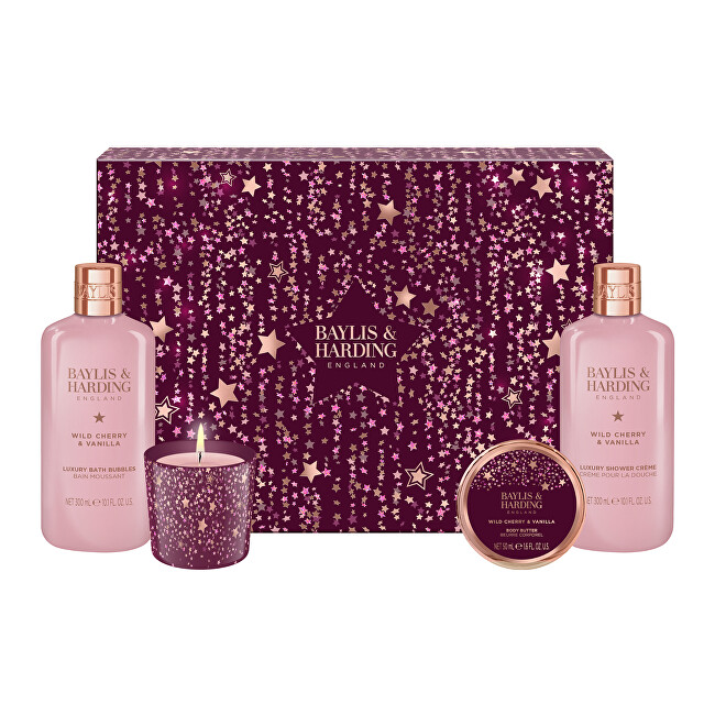 Baylis & Harding Wild Cherry & Vanilla Body Care Gift Set with Candle 4 pcs Vonios ir du&scaron;o priemonė Moterims