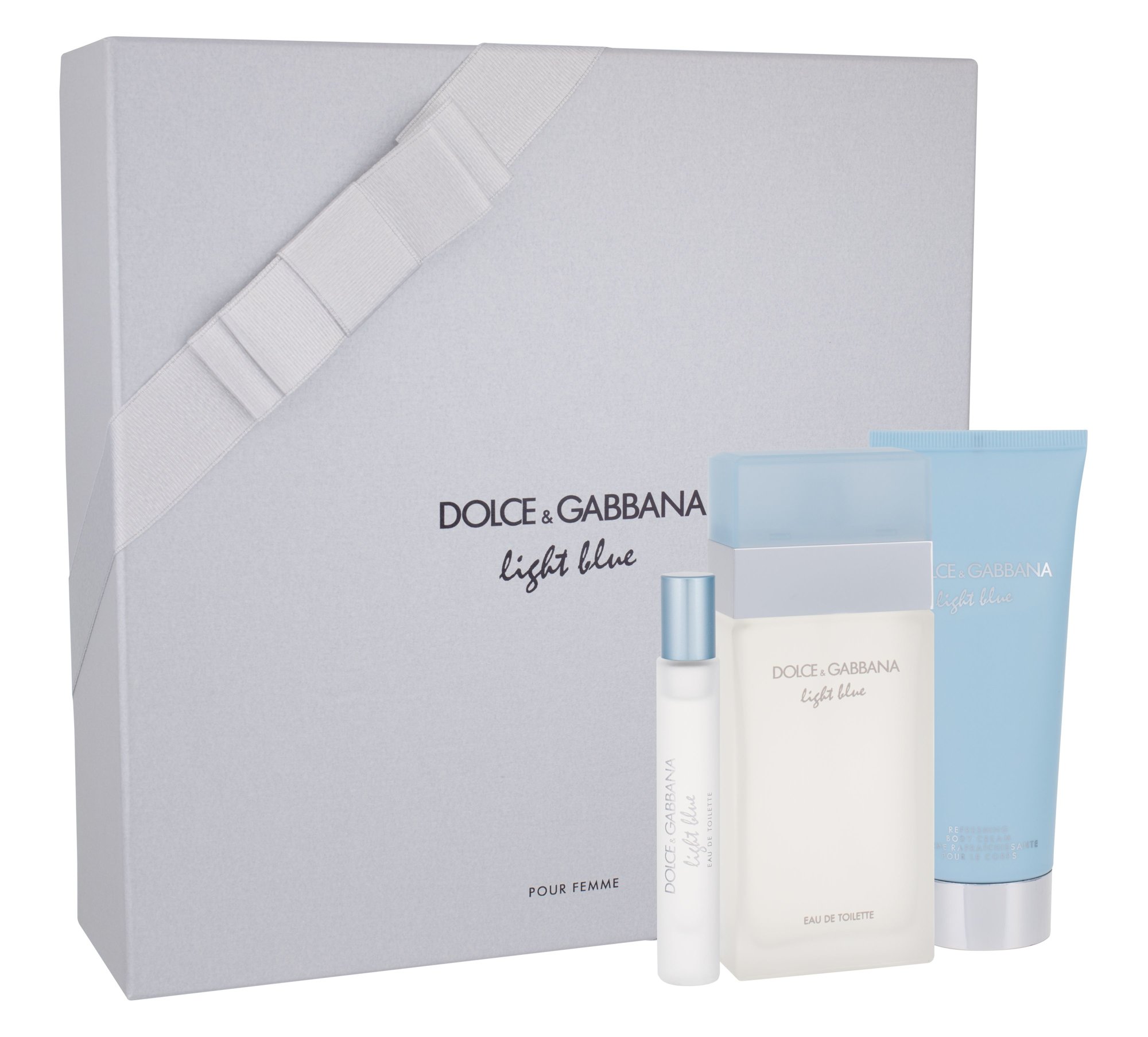 Dolce&Gabbana Light Blue 100ml Edt 100 ml + Body Cream 100 ml + Edt 7,4 ml Kvepalai Moterims EDT Rinkinys (Pažeista pakuotė)