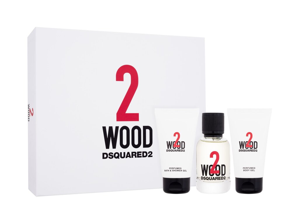 Dsquared2 2 Wood 50ml Edt 50 ml + Shower Gel 50 ml + Body Gel 50 ml Kvepalai Unisex EDT Rinkinys (Pažeista pakuotė)