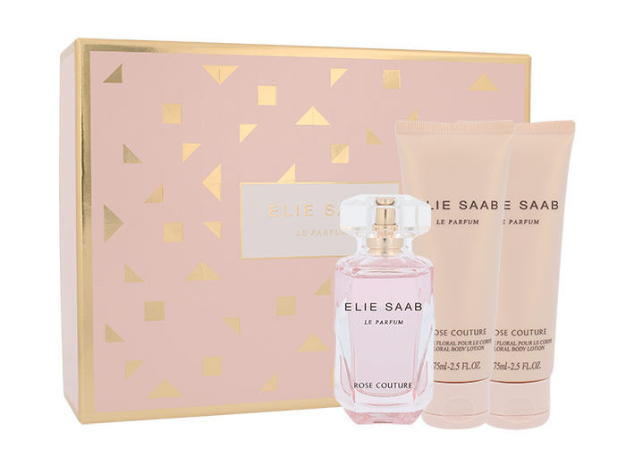 Elie Saab Le Parfum Rose Couture 50ml Edt 50 ml + Body Lotion 2x75 ml Kvepalai Moterims EDT Rinkinys (Pažeista pakuotė)