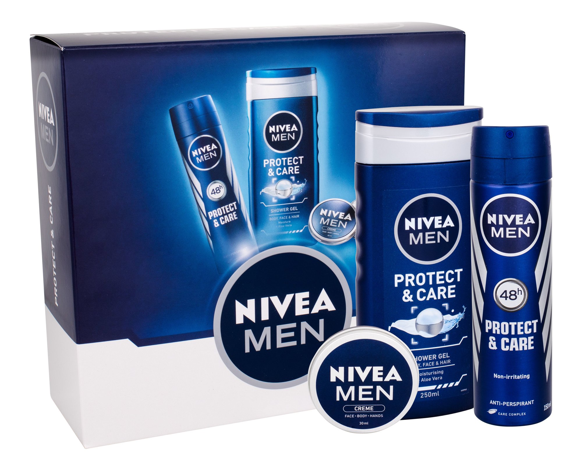 Nivea Men Protect & Care 250ml Anti-perspirant 150 ml + Shower Gel 250 ml + Universal Men Creme 30 ml dušo želė Rinkinys