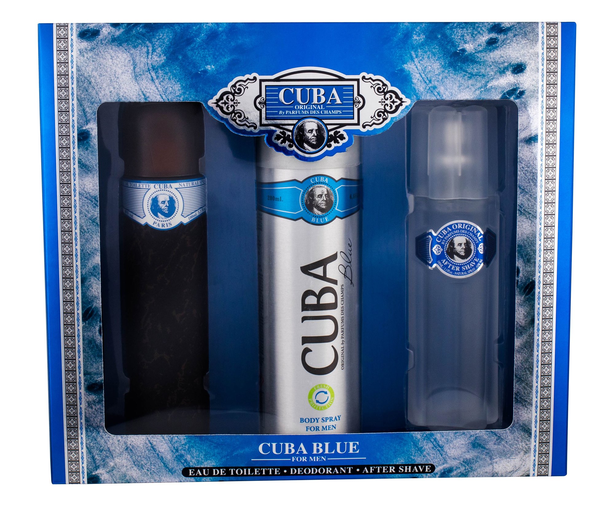 Cuba Blue 100ml Edt 100ml + 200ml deodorant + 100ml aftershave water Kvepalai Vyrams EDT Rinkinys