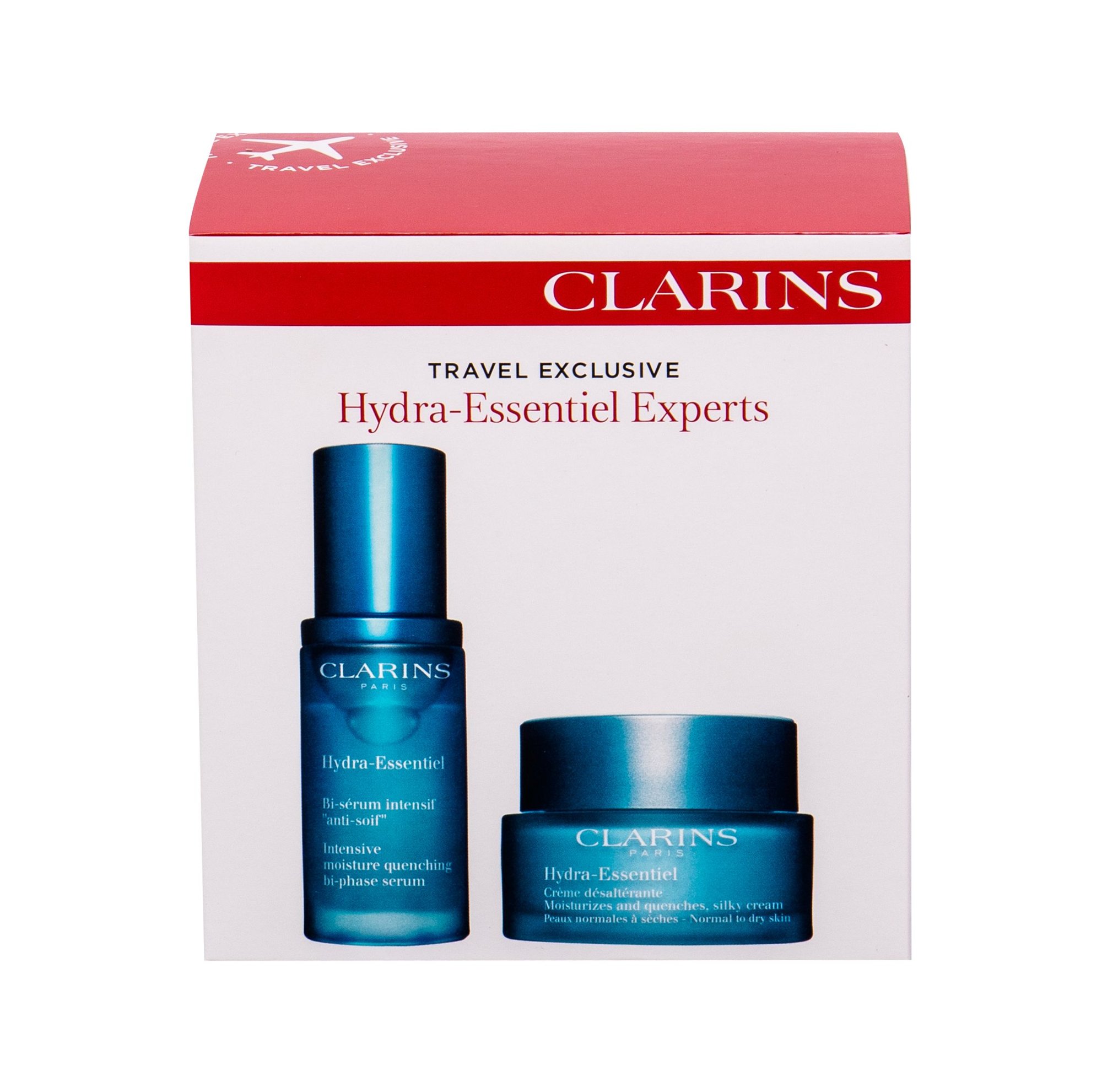 Clarins Hydra-Essentiel Bi-Phase 30ml Facial Serum 30 ml + Day Care 50 ml Veido serumas Rinkinys