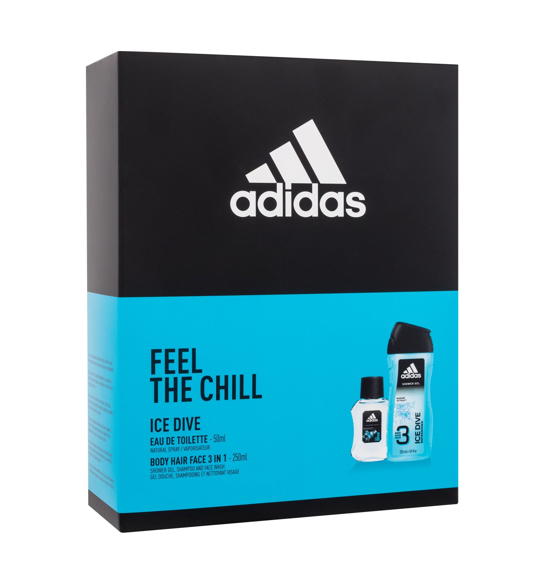 Adidas Ice Dive Eau De Toilette 50 ml Edt 50 ml + Shower Gel 250 ml Damaged box Set