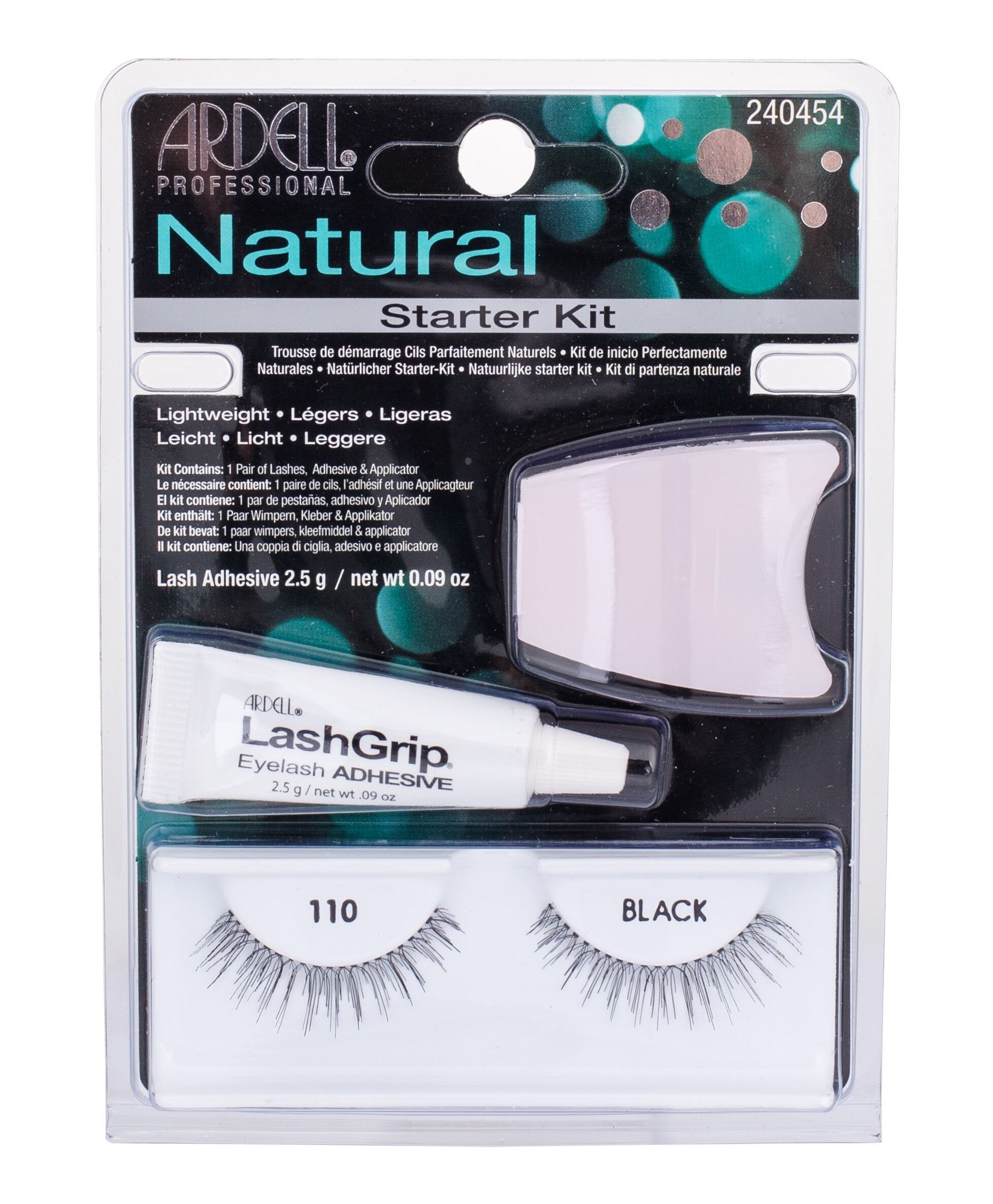 Ardell Natural 110 1vnt False Lashes 1 pair + Glue LashGrip 2,5 g + Aplicator 1 pc dirbtinės blakstienos Rinkinys (Pažeista pakuotė)