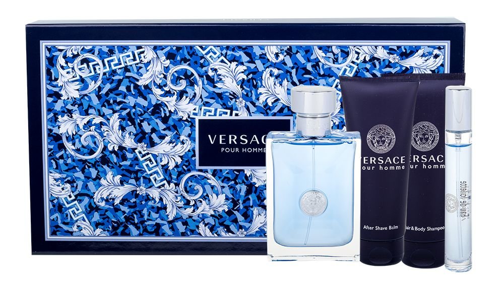 Versace Pour Homme 100ml Edt 100 ml + Aftershave Balm 100 ml + Shower Gel 100 ml + Edt 10 ml Kvepalai Vyrams EDT Rinkinys