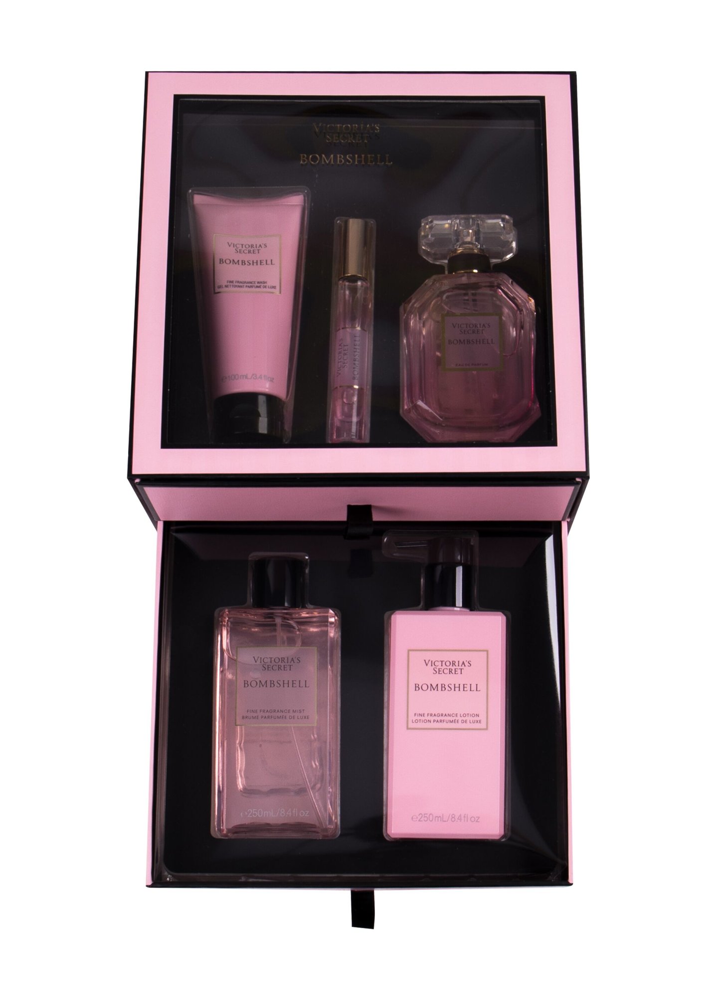 Victoria secret Bombshell Eau De Parfum 100 ml Edp 100 ml + Edp Rollerball 7 ml + Shower Gel 100 ml + Nourishing Body Spray 250 ml + Body Lotion 250 ml Set
