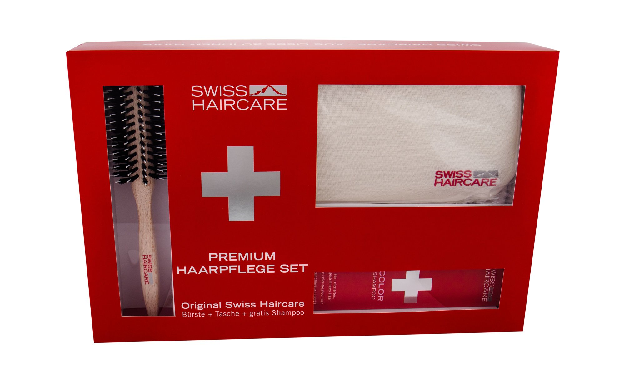 Swiss Haircare Premium 1vnt Round Brush + Bag + 200ml Color Shampoo plaukų šepetys Rinkinys