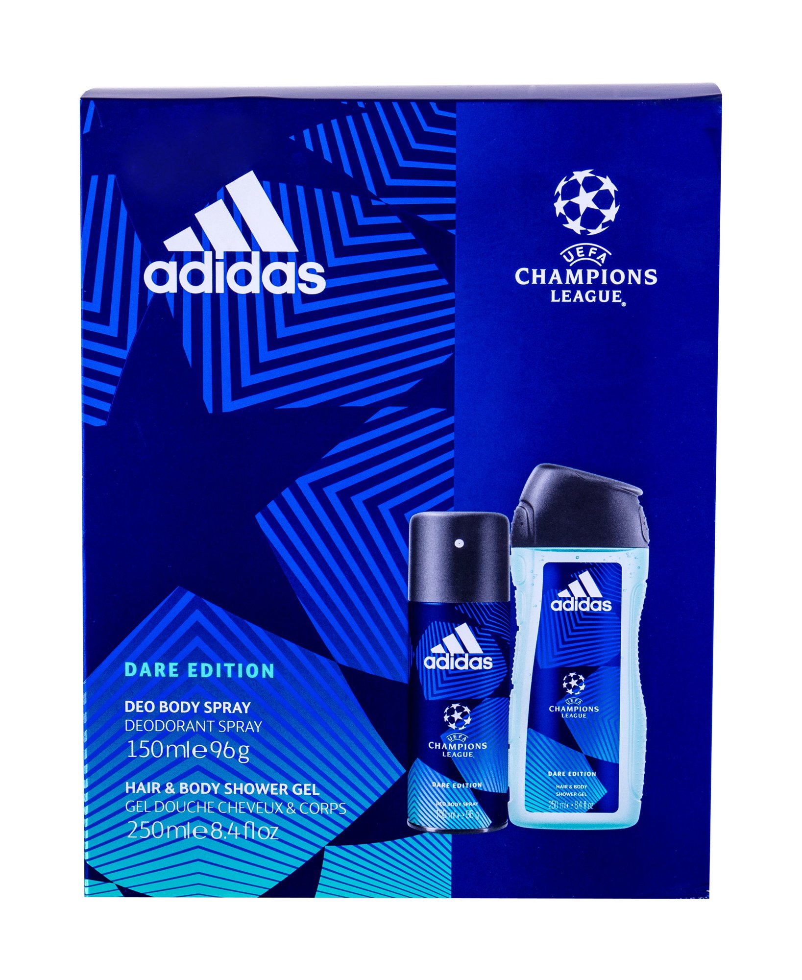 Adidas UEFA Champions League Dare Edition 150ml Deodorant 150 ml + Shower Gel 250 ml dezodorantas Rinkinys (Pažeista pakuotė)