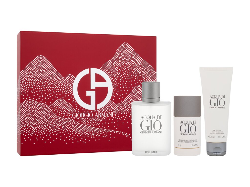 Giorgio Armani Acqua di Gio Pour Homme Eau De Toilette 100 ml Edt 100 ml + Shower Gel 75 ml + Deostick 75 g Damaged box Set