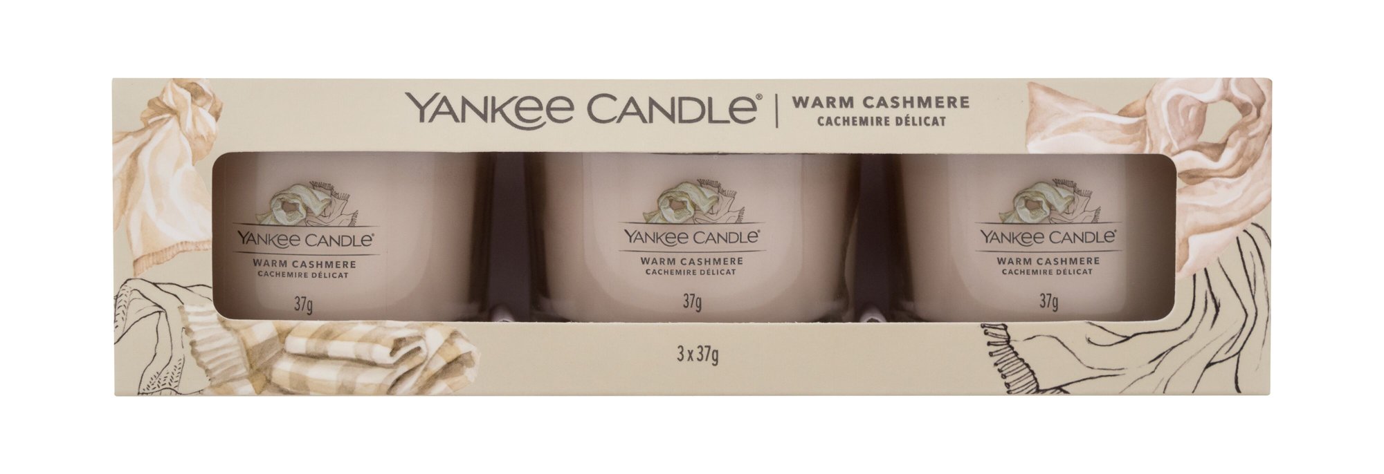 Yankee Candle Warm Cashmere 37g Scented Candle 3 x 37 g Kvepalai Unisex Scented Candle Rinkinys