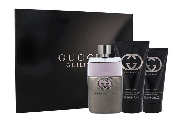 Gucci Guilty Pour Homme 90ml Edt 90ml + 75ml After shave balm + 50ml Shower gel Kvepalai Vyrams EDT Rinkinys (Pažeista pakuotė)