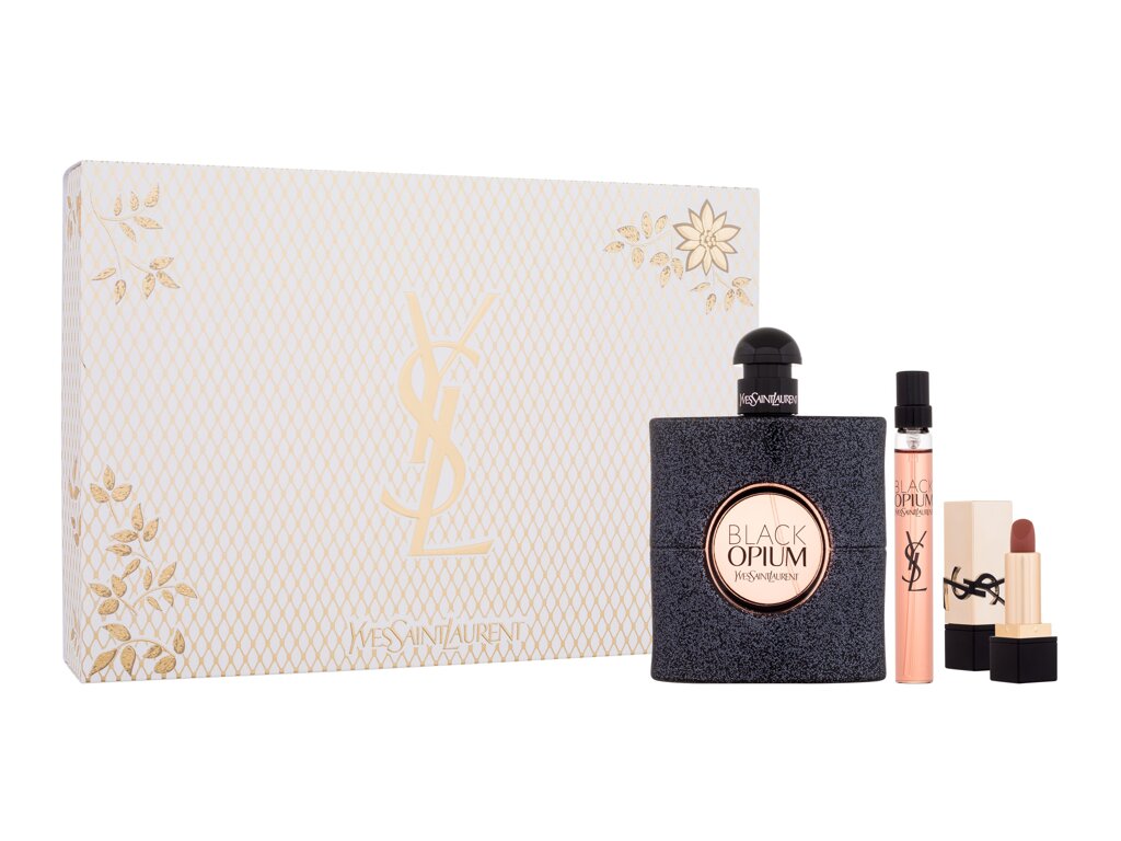 Yves Saint Laurent Black Opium Eau De Parfum 90 ml Edp 90 ml + Edp 10 ml + Lipstick 1.3 g Set