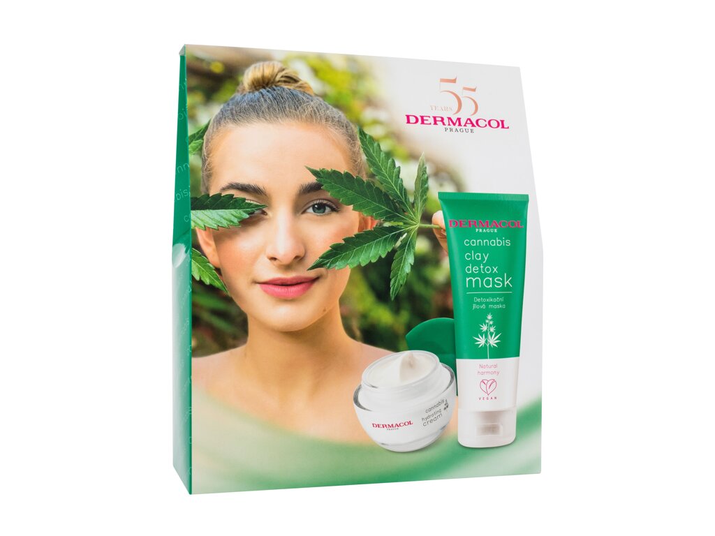 Dermacol Cannabis Gift Set 100ml Cannabis Clay Detox Mask 100 ml + Cannabis Hydrating Cream 50 ml Veido kaukė Rinkinys (Pažeista pakuotė)