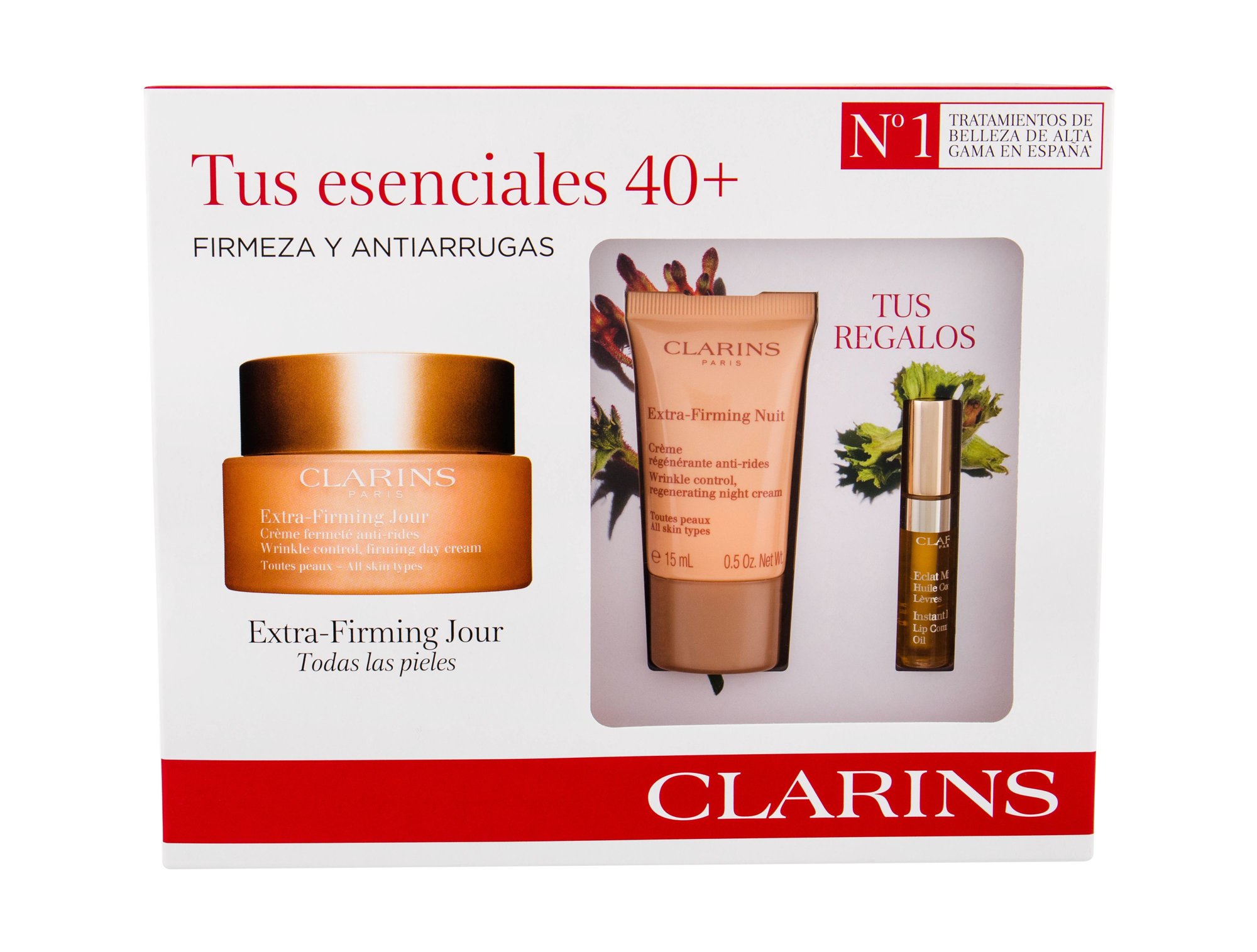 Clarins Extra Firming 50ml Daily Facial Cream 50 ml + Night Facial Cream Extra Firming Nuit 15 ml + Lip Gloss 2,8 ml 01 dieninis kremas Rinkinys