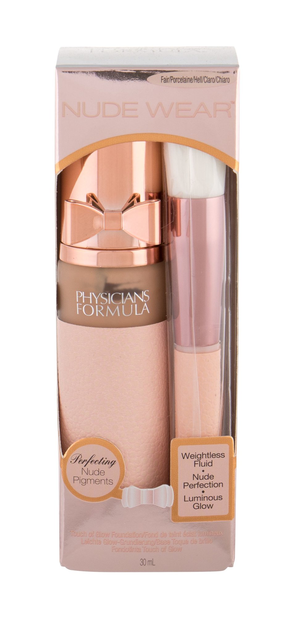 Physicians Formula Nude Wear Touch of Glow 30ml Make Up 30 ml + Cosmetic Brush makiažo pagrindas Rinkinys