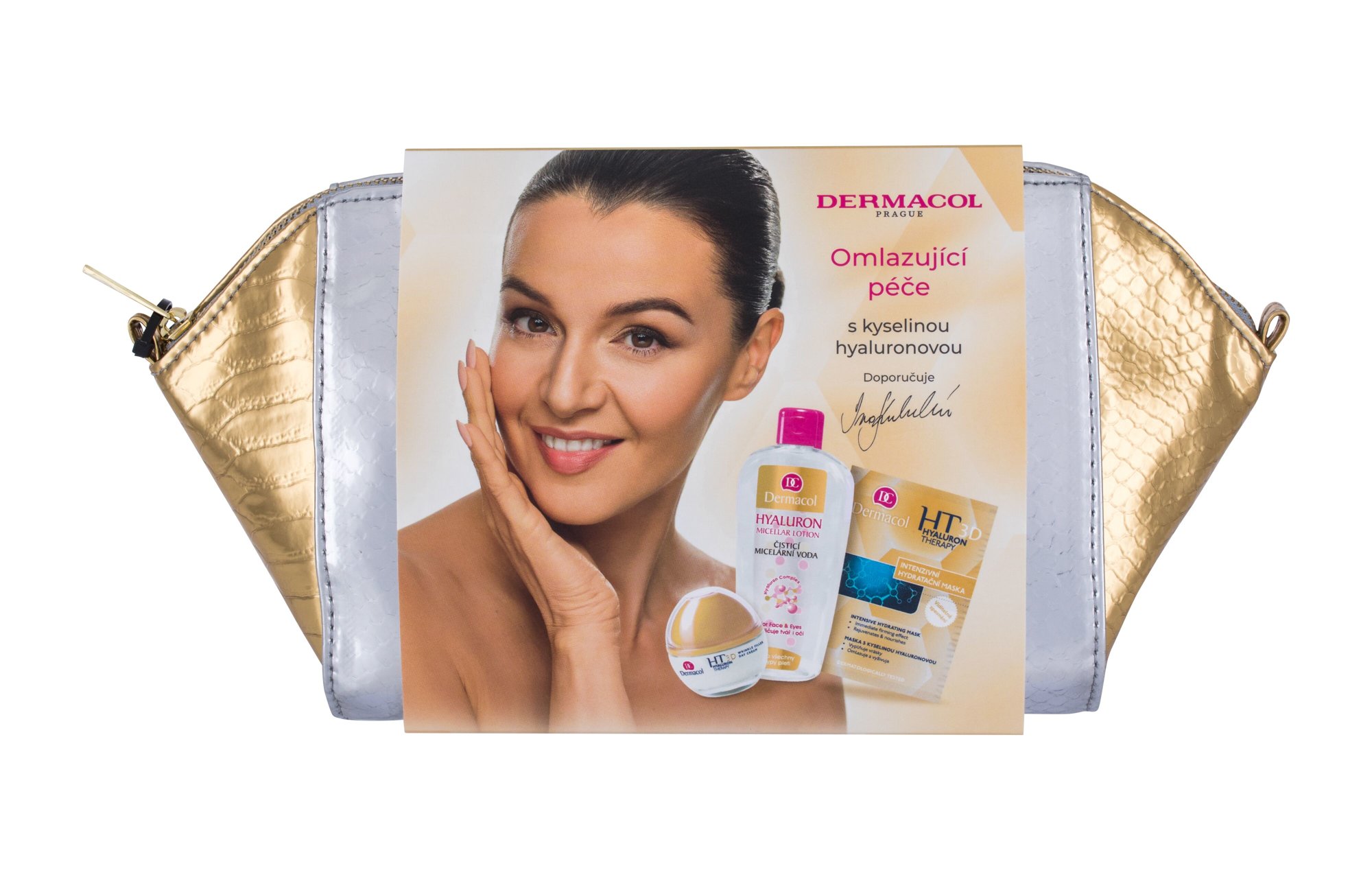 Dermacol 3D Hyaluron Therapy 50ml Daily Facial Cream 50 ml + Micellar Water 200 ml + Moisturizing Remodeling Face Mask 2 x 8 g + Cosmetic Bag dieninis kremas Rinkinys