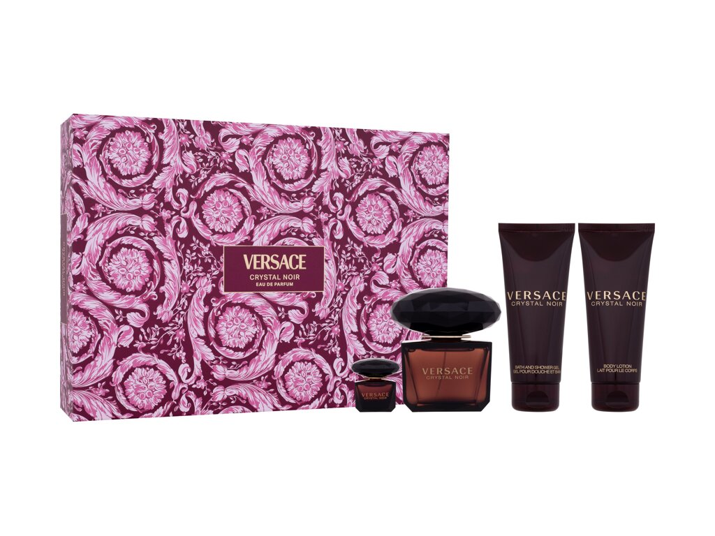 Versace Crystal Noir Eau De Parfum 90 ml Edp 90 ml + Body Lotion 100 ml + Shower Gel 100 ml + Edp 5 ml Damaged box Set