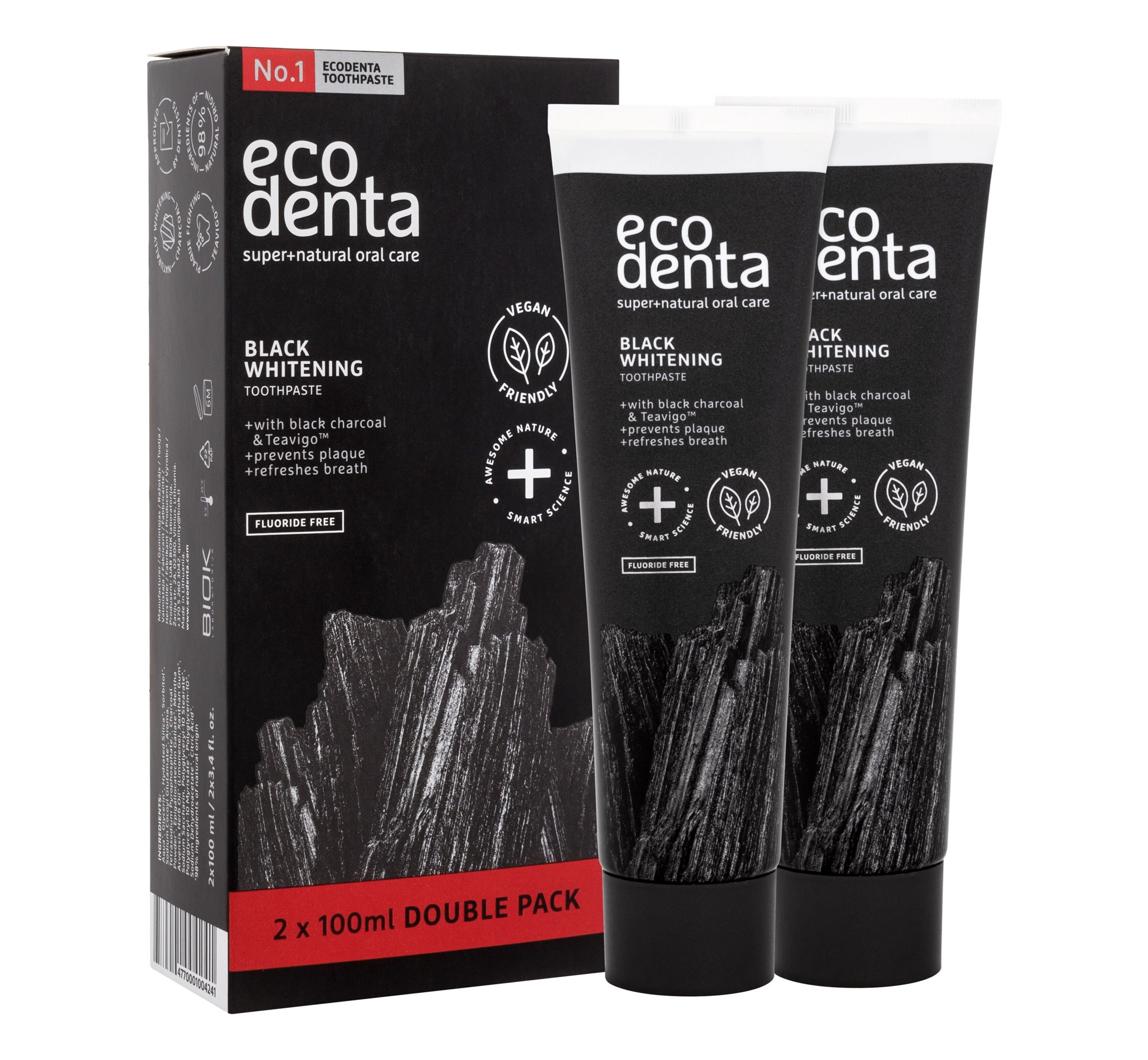 Ecodenta Toothpaste Black Whitening 100ml Black Whitening Toothpaste 2 x 100 ml dantų pasta Rinkinys