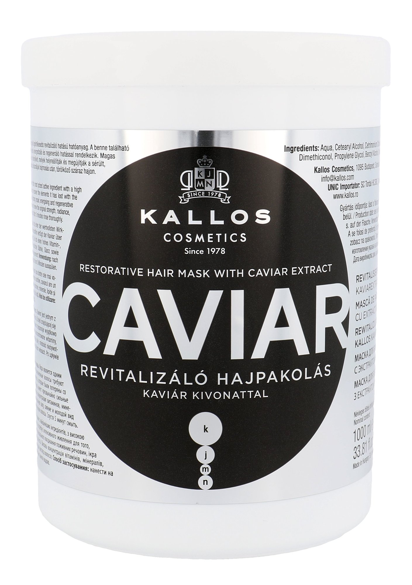 Kallos Cosmetics Caviar 1000ml plaukų kaukė (Pažeista pakuotė)