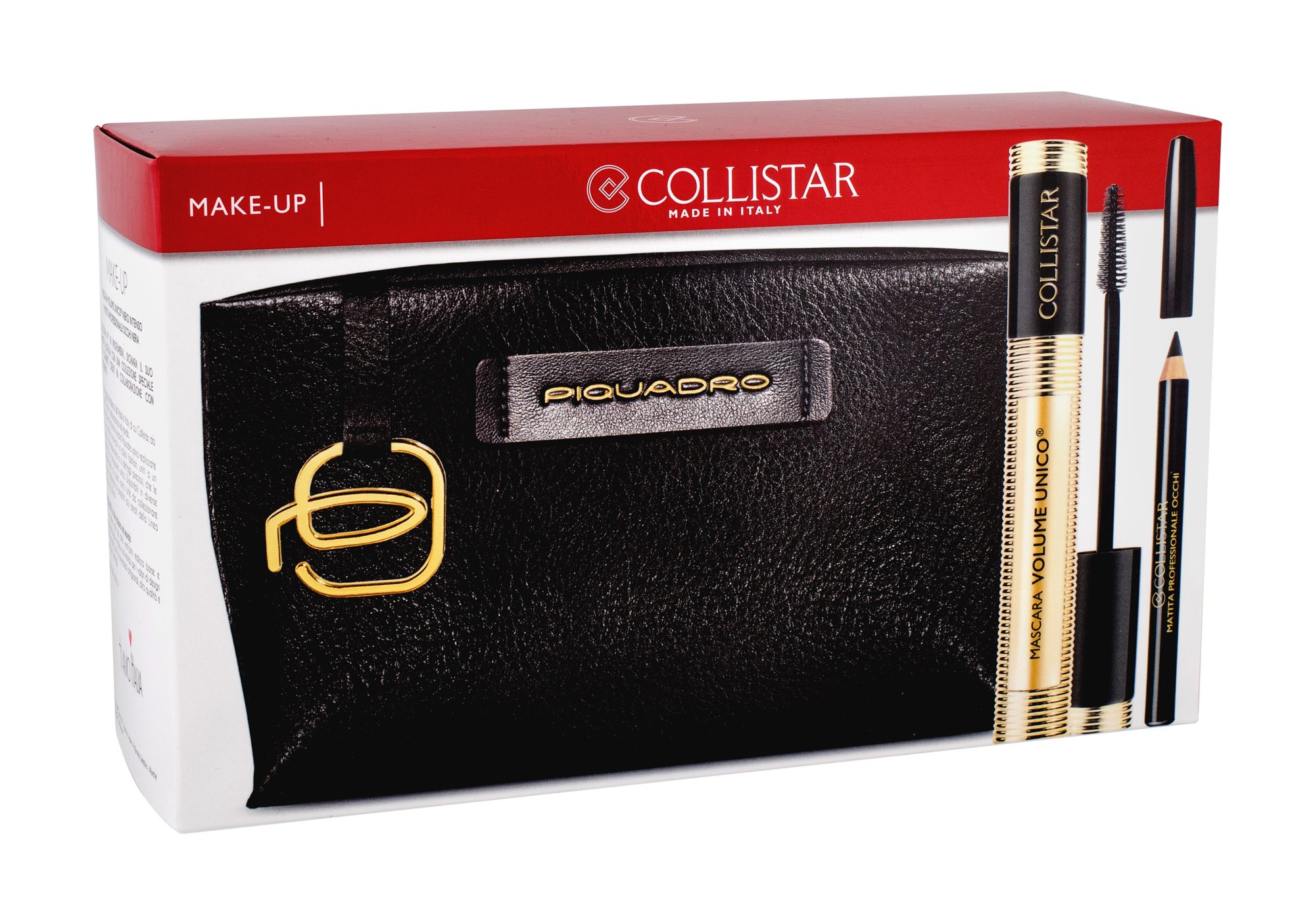 Collistar Volume Unico 13ml Mascara 13 ml + Eye Pencil 1 g Black + Cosmetic Bag Piquadro blakstienų tušas Rinkinys