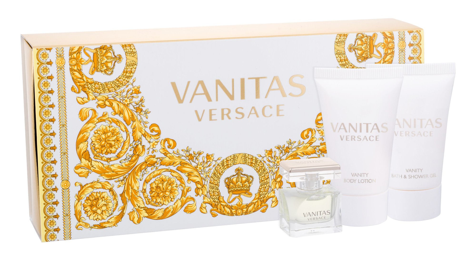 Versace Vanitas 4,5ml Edt 4,5 ml + 25ml Body lotion + 25ml Shower gel kvepalų mėginukas Moterims EDT Rinkinys